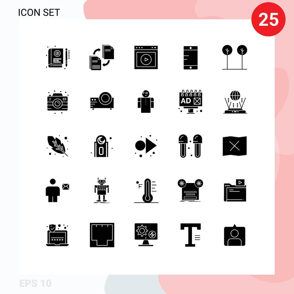 25 sólido glifo conceito para sites Móvel e apps célula local na rede Internet Arquivo rede ui editável vetor Projeto elementos