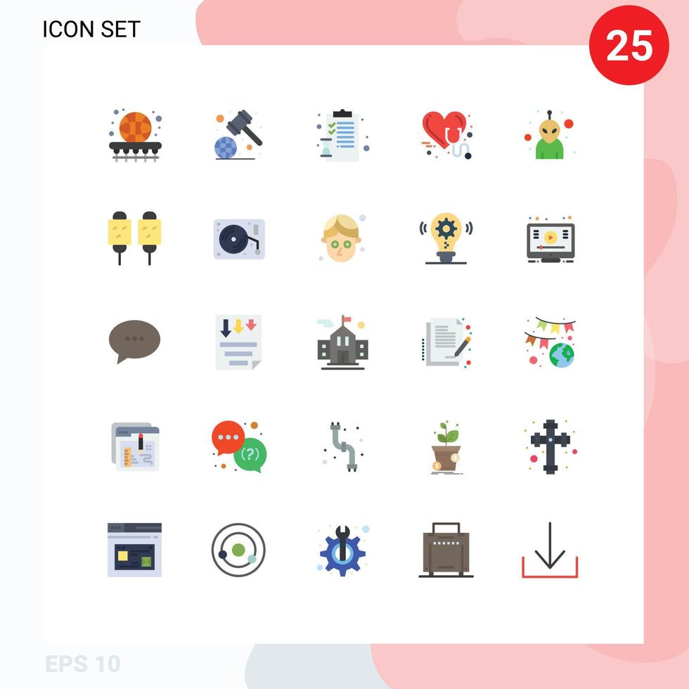 Móvel interface plano cor conjunto do 25 pictogramas do coração médico regras global saúde Páginas editável vetor Projeto elementos