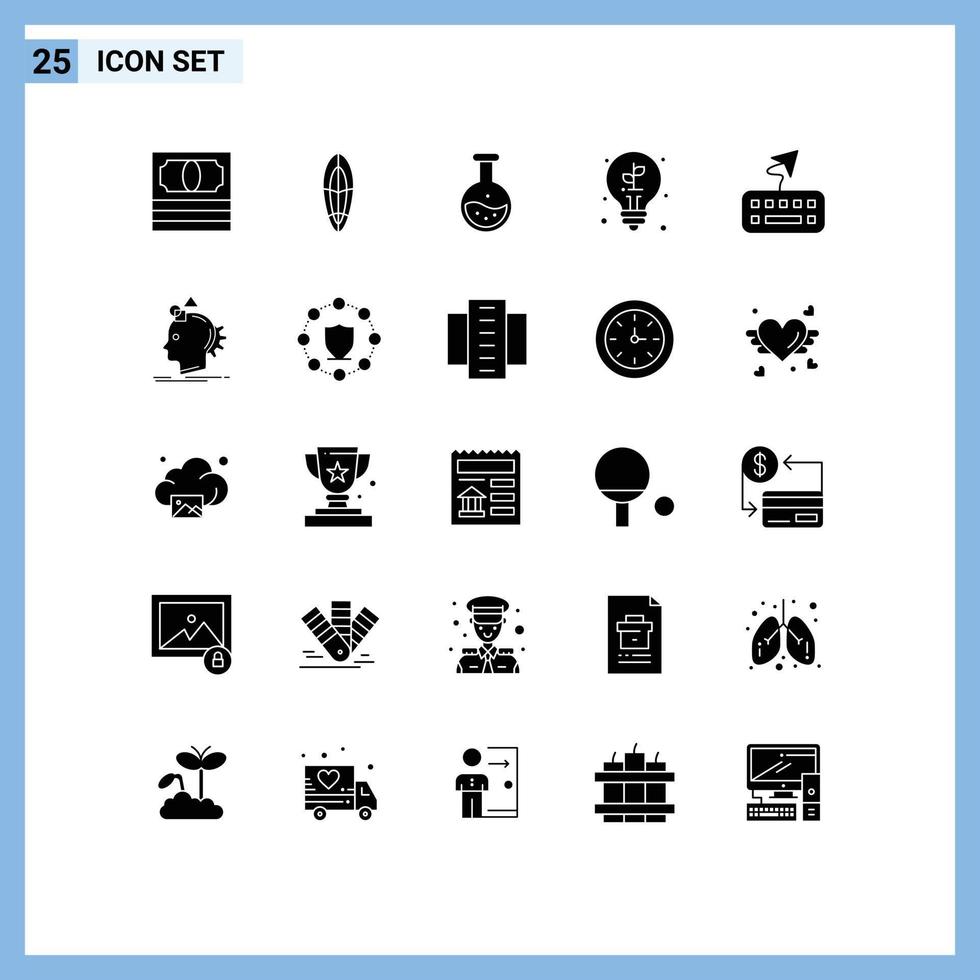 25 criativo ícones moderno sinais e símbolos do teclado plantar labe luz lâmpada editável vetor Projeto elementos
