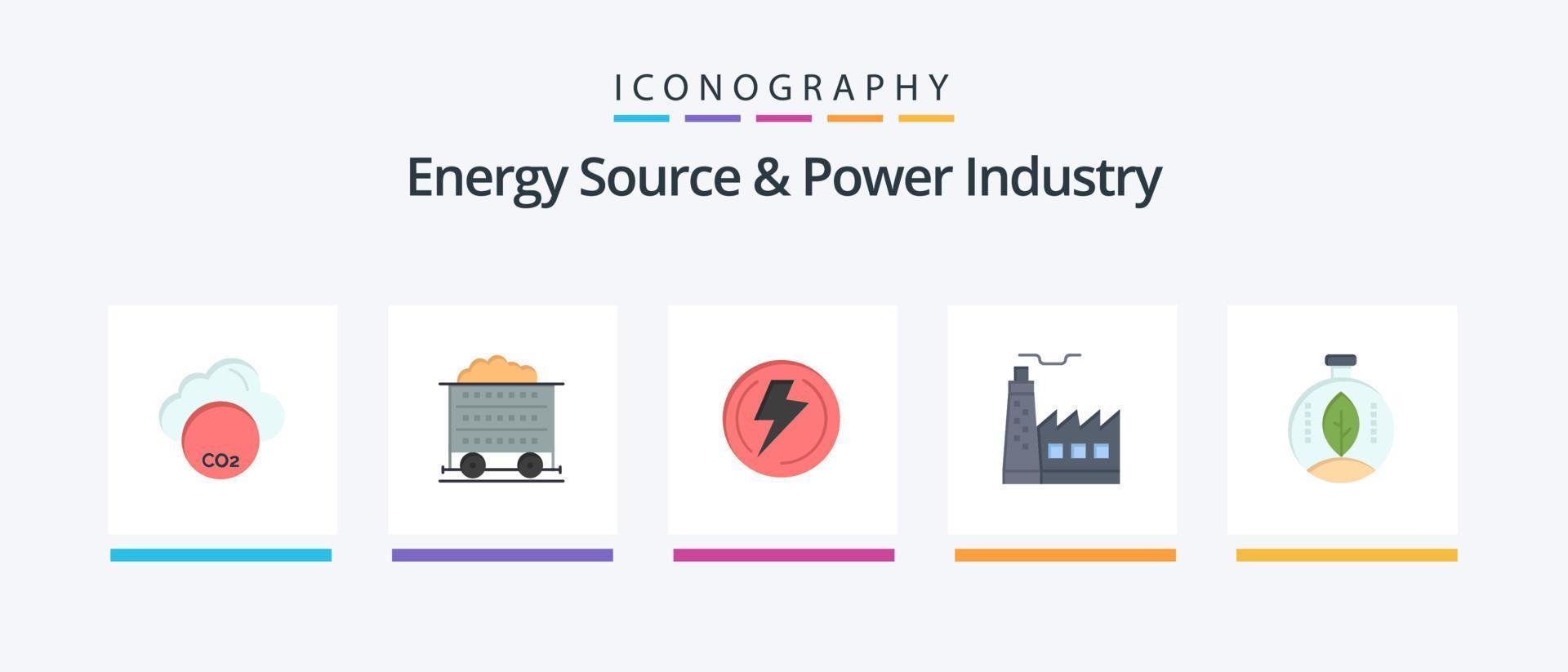 energia fonte e poder indústria plano 5 ícone pacote Incluindo inovação. industrial. claro. construção. prédio. criativo ícones Projeto vetor