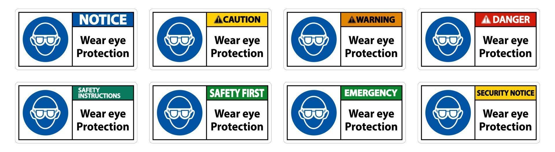 usar proteção para os olhos em fundo branco vetor