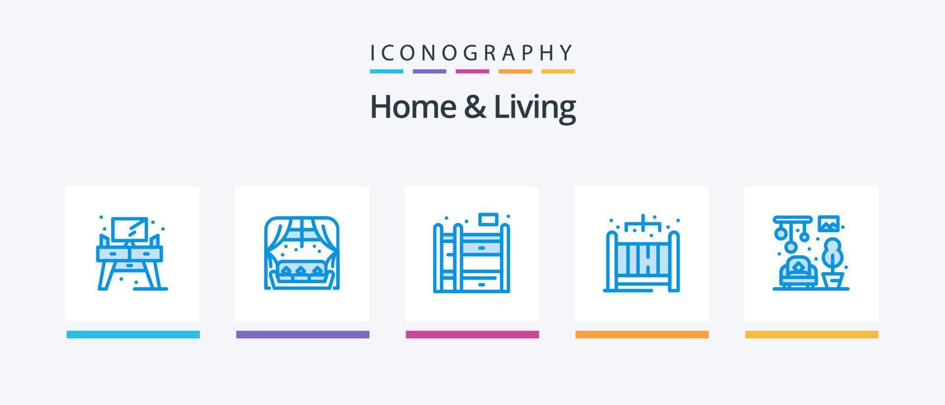 casa e vivo azul 5 ícone pacote Incluindo . vivendo. lar. lar. vivendo. criativo ícones Projeto vetor