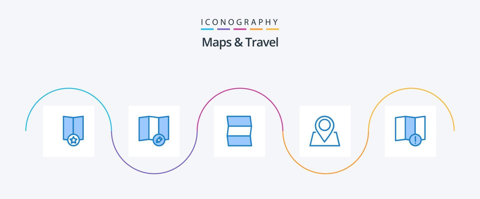 mapas e viagem azul 5 ícone pacote Incluindo . localização. mapa vetor