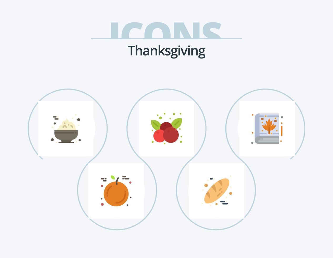 Ação de graças plano ícone pacote 5 ícone Projeto. Bíblia. folha. Comida. outono. Ação de graças vetor