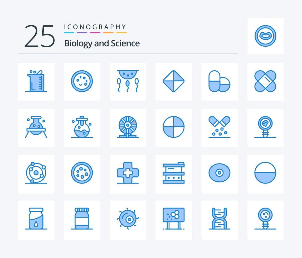 biologia 25 azul cor ícone pacote Incluindo viagra. comprimido. laboratório. processo. química vetor