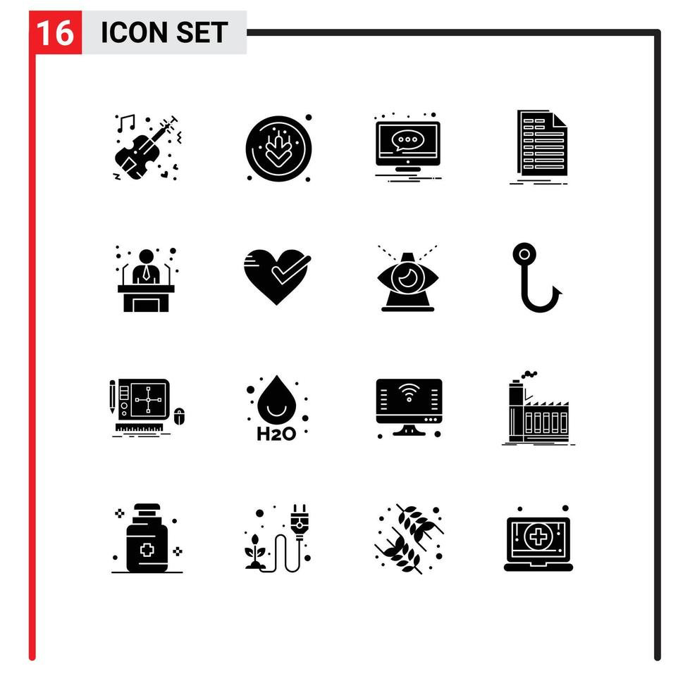 16 criativo ícones moderno sinais e símbolos do candidato fatura Comente Arquivo conta editável vetor Projeto elementos