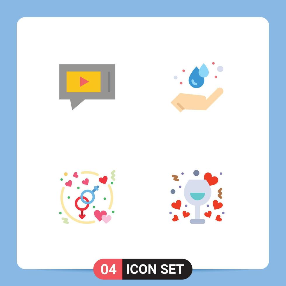 4 do utilizador interface plano ícone pacote do moderno sinais e símbolos do bate-papo gênero serviço energia Casamento amor editável vetor Projeto elementos