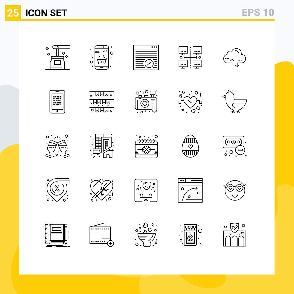 25 universal linhas conjunto para rede e Móvel formulários rede lan dinheiro área conectados editável vetor Projeto elementos