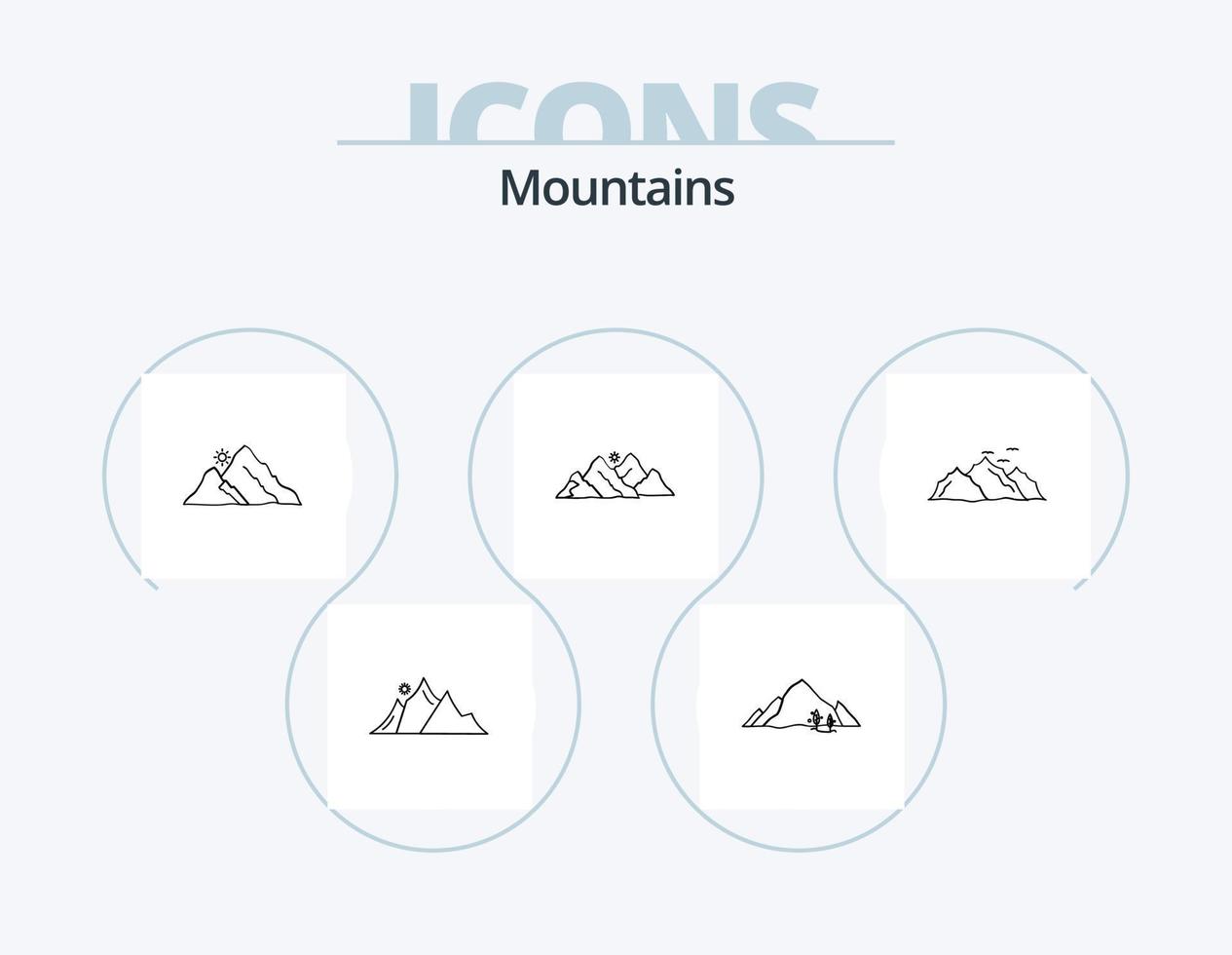 montanhas linha ícone pacote 5 ícone Projeto. colina. montanha. natureza. pássaros. Colina vetor