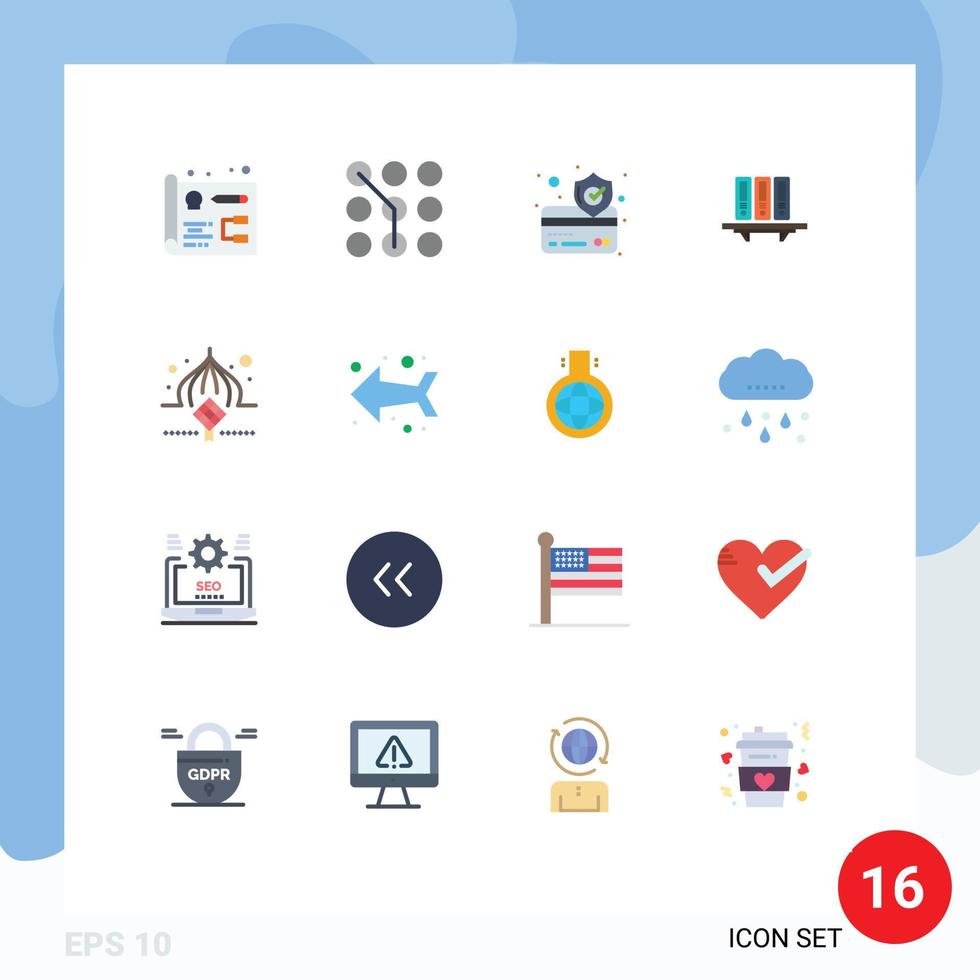 Móvel interface plano cor conjunto do 16 pictogramas do armazenamento documentos crédito cartão base de dados arquivo editável pacote do criativo vetor Projeto elementos