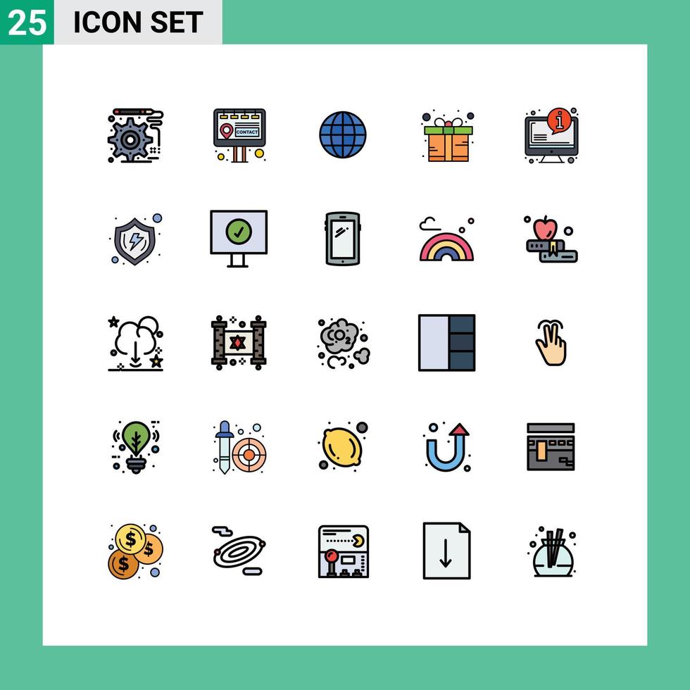 25 do utilizador interface preenchidas linha plano cor pacote do moderno sinais e símbolos do proteger informação mapa Perguntas frequentes embrulho editável vetor Projeto elementos