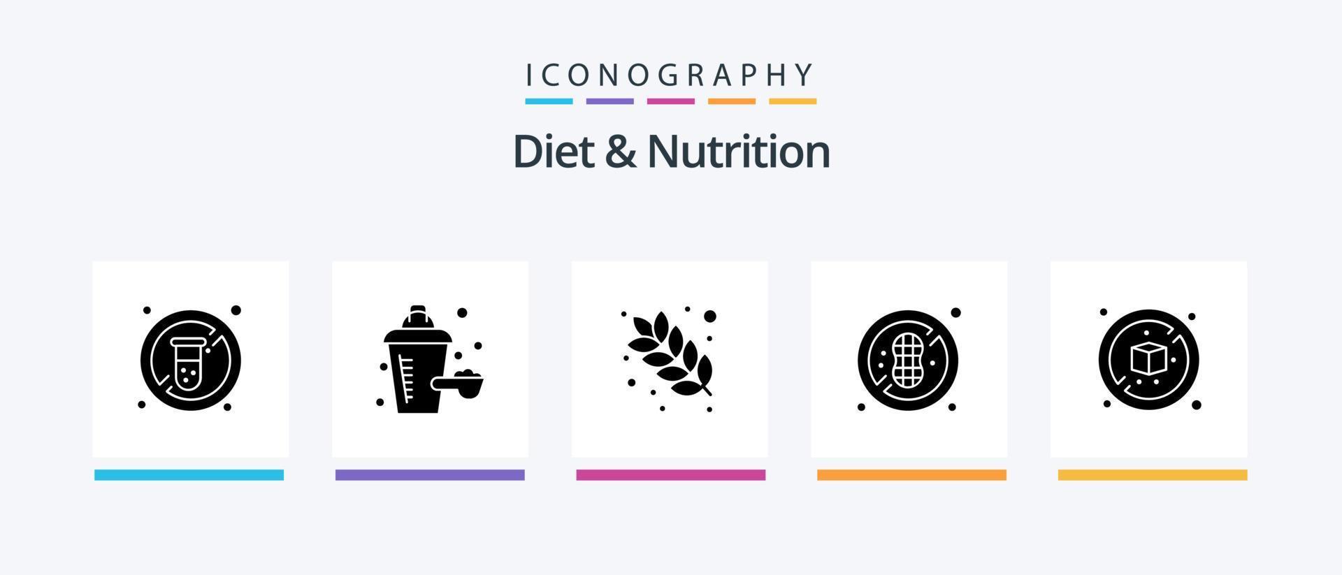 dieta e nutrição glifo 5 ícone pacote Incluindo . dieta. Comida. não. saudável. criativo ícones Projeto vetor