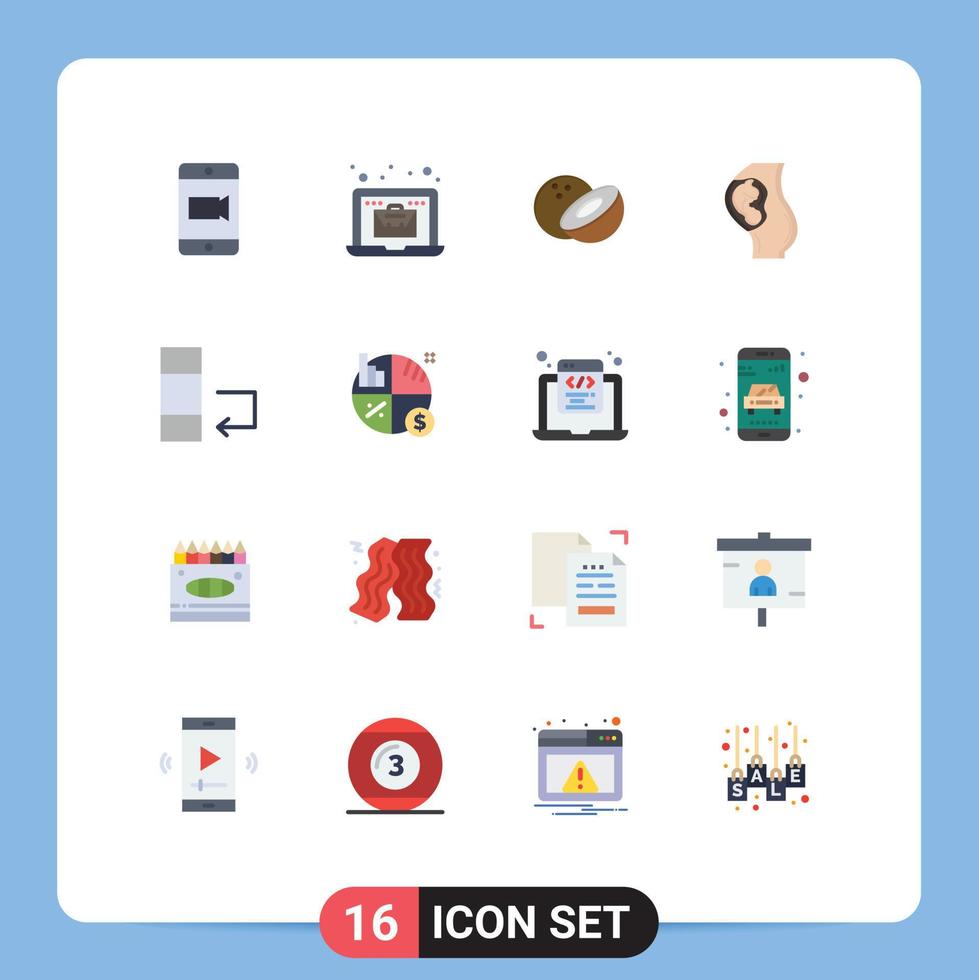 16 do utilizador interface plano cor pacote do moderno sinais e símbolos do o negócio dados Comida mudança obstetrícia editável pacote do criativo vetor Projeto elementos