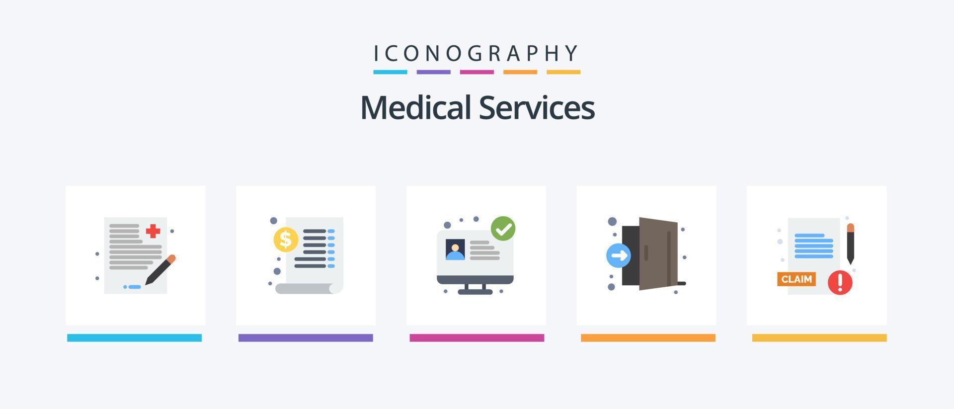 médico Serviços plano 5 ícone pacote Incluindo relatório. médico. hospital local na rede Internet. hospital. emergência. criativo ícones Projeto vetor