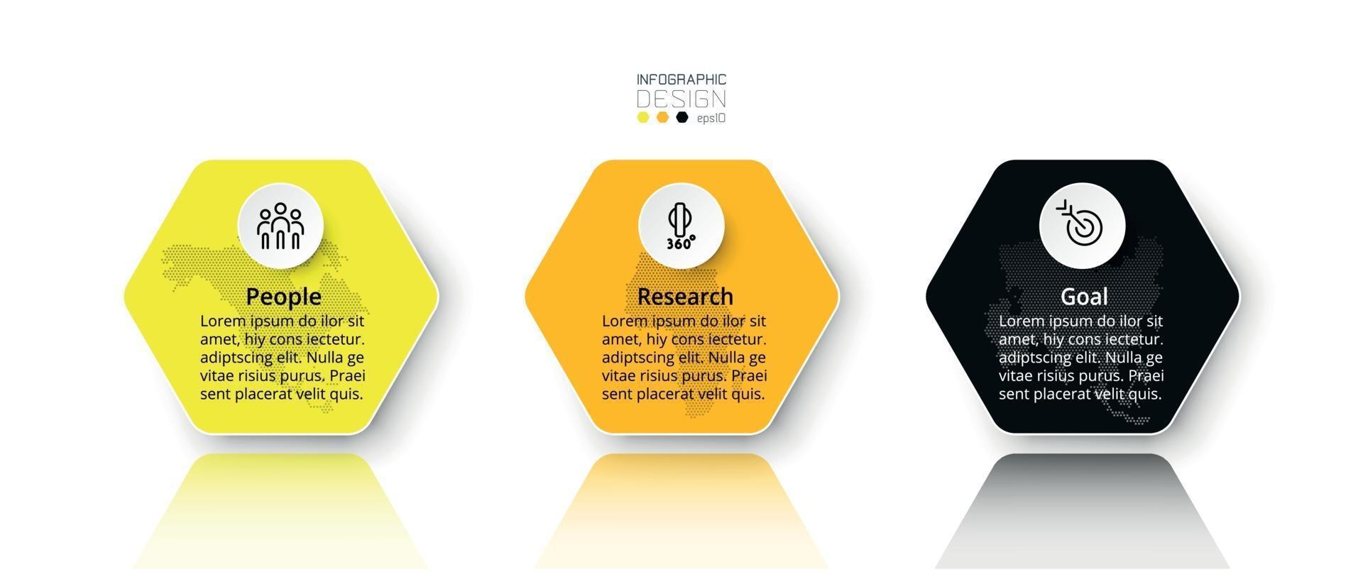 ideias de planejamento de negócios, marketing e educação apresentadas por meio de hexágono desenhado por vetores. projeto infográfico. vetor