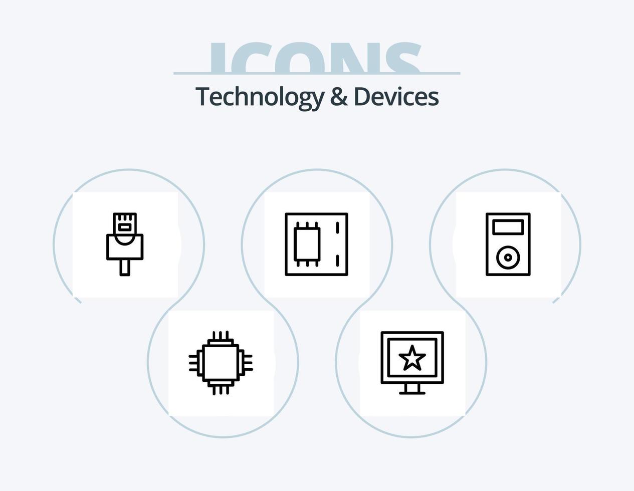 dispositivos linha ícone pacote 5 ícone Projeto. sistemas. eletrônicos. dispositivos. dispositivos. produtos vetor
