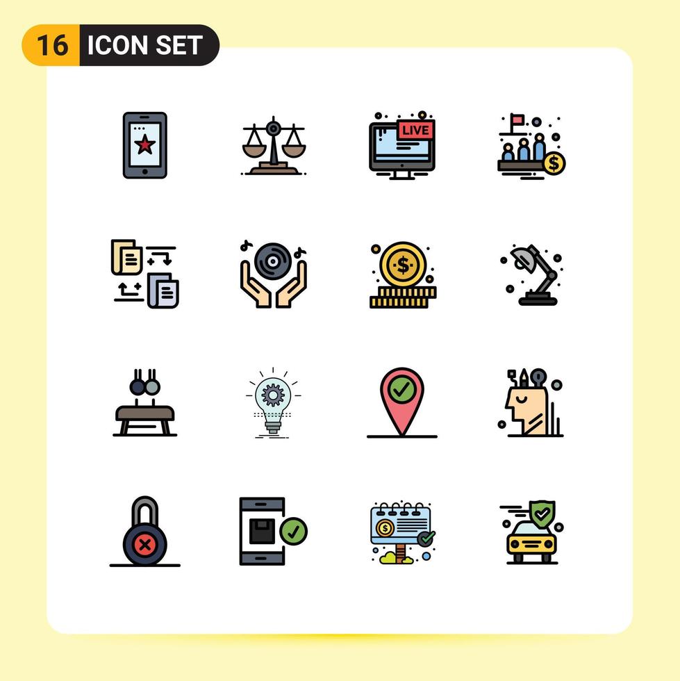 16 do utilizador interface plano cor preenchidas linha pacote do moderno sinais e símbolos do arquivos público tela gestão fundo editável criativo vetor Projeto elementos