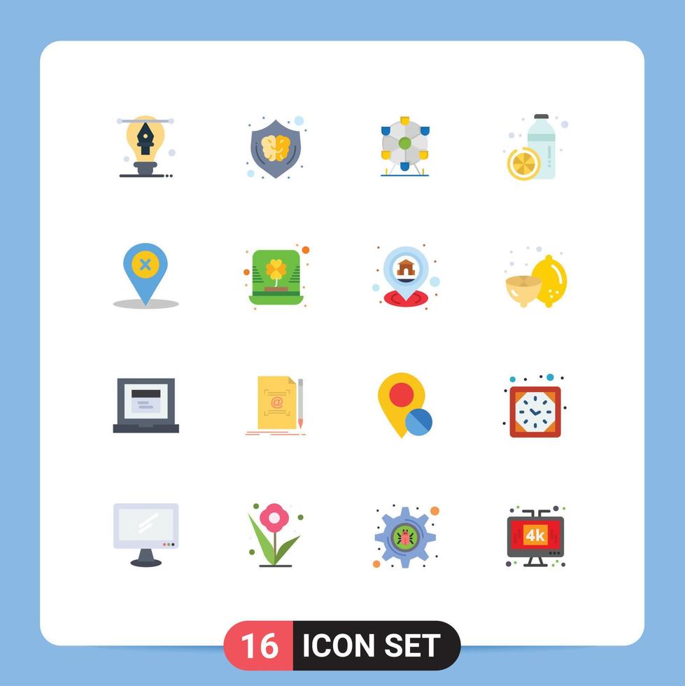 16 temático vetor plano cores e editável símbolos do localização suco cérebro saudável garrafa editável pacote do criativo vetor Projeto elementos