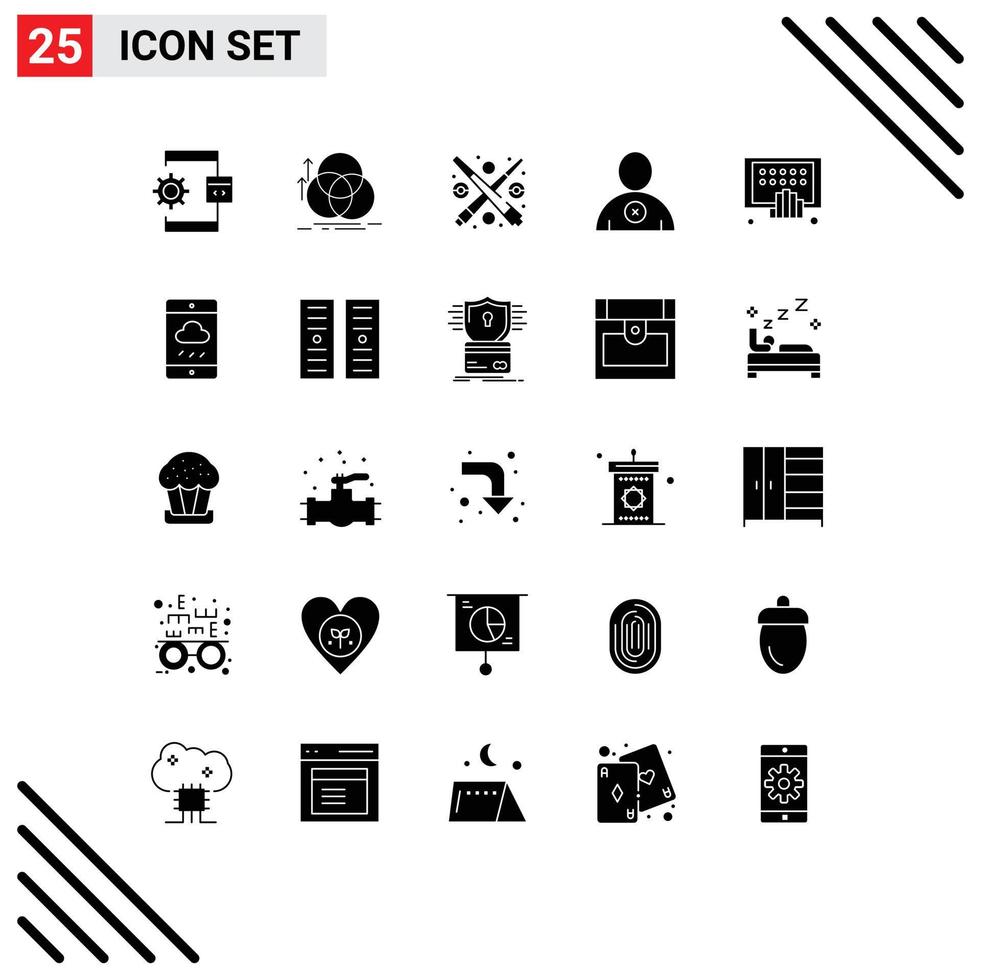 conjunto do 25 moderno ui ícones símbolos sinais para apps homem medição excluir jogos editável vetor Projeto elementos