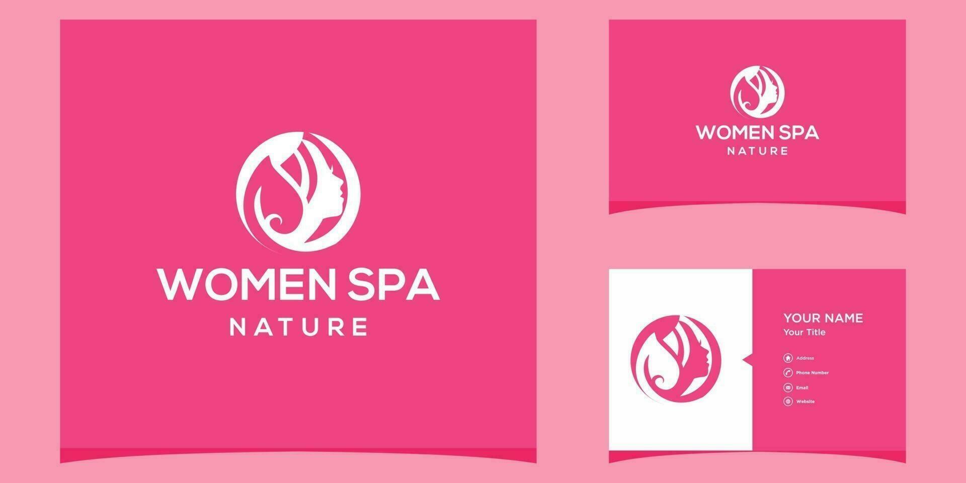 modelos de logotipo de spa feminino e vetor premium de design de cartão de visita