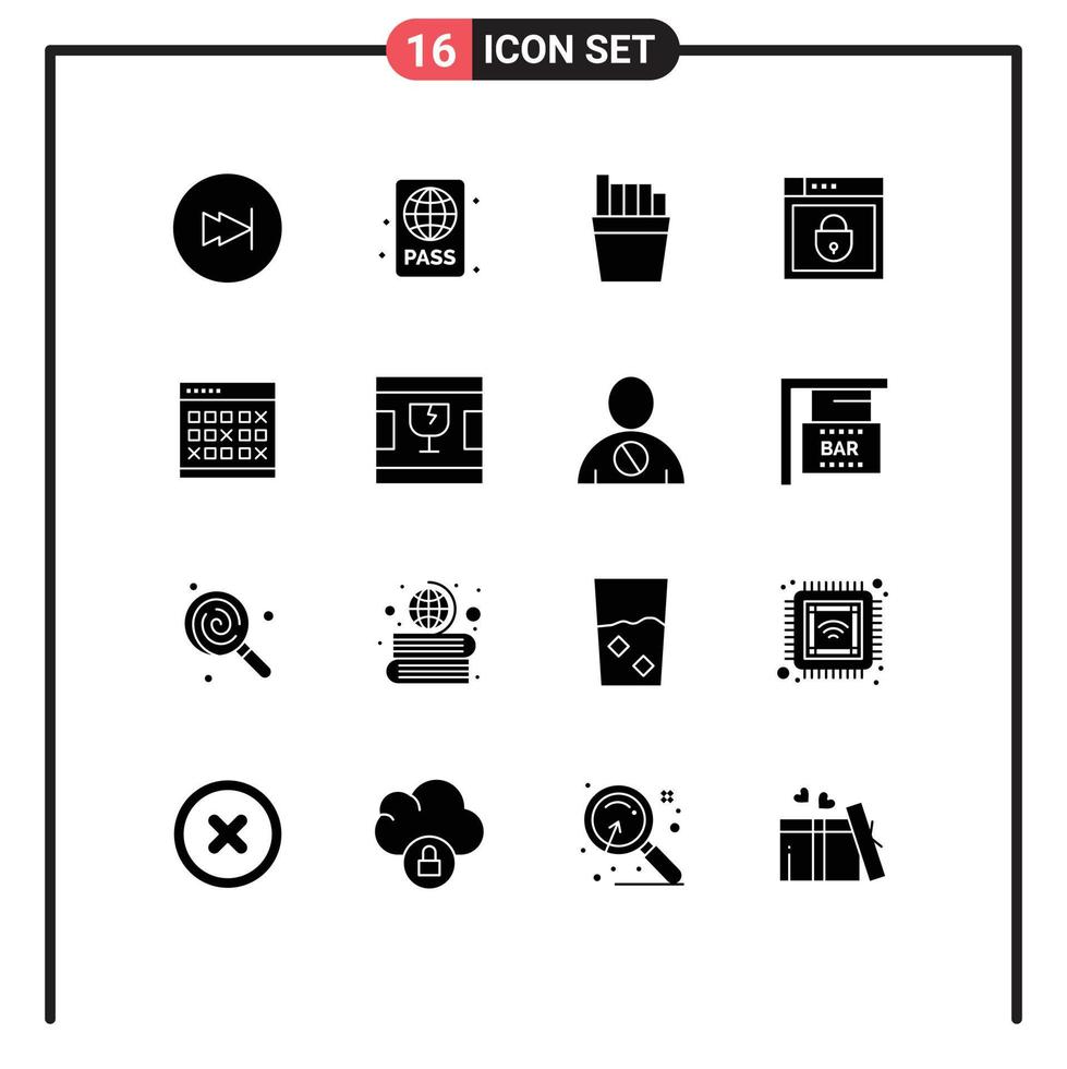 estoque vetor ícone pacote do 16 linha sinais e símbolos para evento calendário verão rede segurança senha editável vetor Projeto elementos