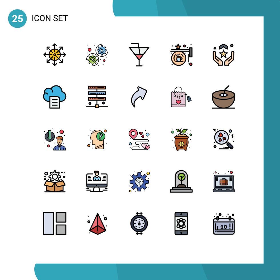25 criativo ícones moderno sinais e símbolos do orar fazer compras beber suspensão borda editável vetor Projeto elementos