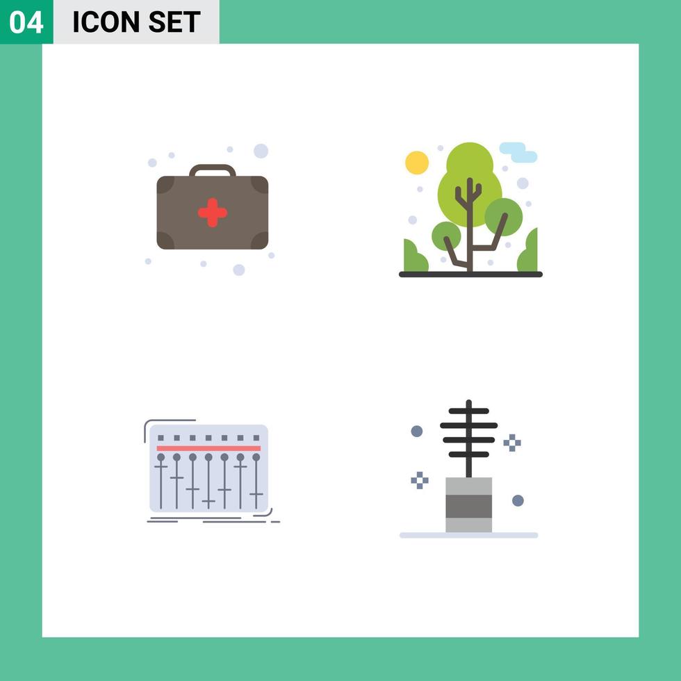 Móvel interface plano ícone conjunto do 4 pictogramas do saco música plantar console beleza editável vetor Projeto elementos