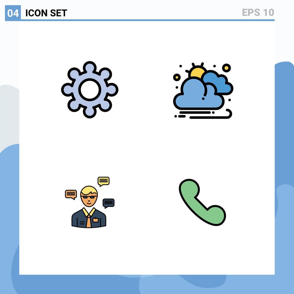 do utilizador interface pacote do 4 básico linha preenchida plano cores do engrenagem bate-papo outono homem telefone editável vetor Projeto elementos