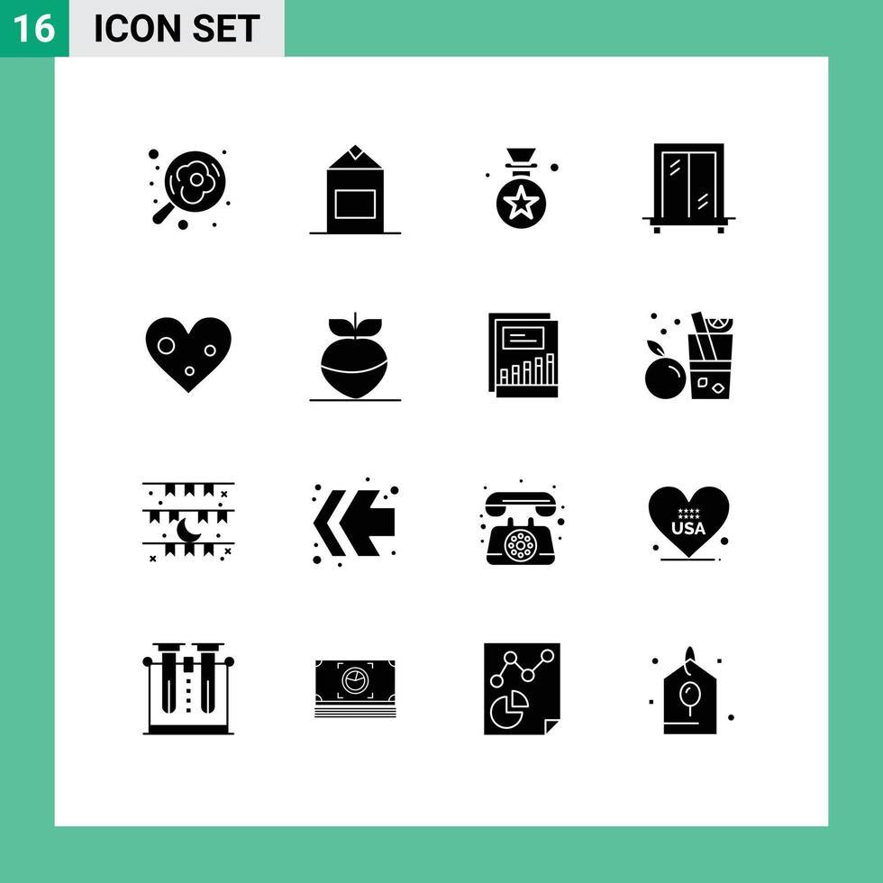 estoque vetor ícone pacote do 16 linha sinais e símbolos para Comida gostar prêmio amor janela editável vetor Projeto elementos