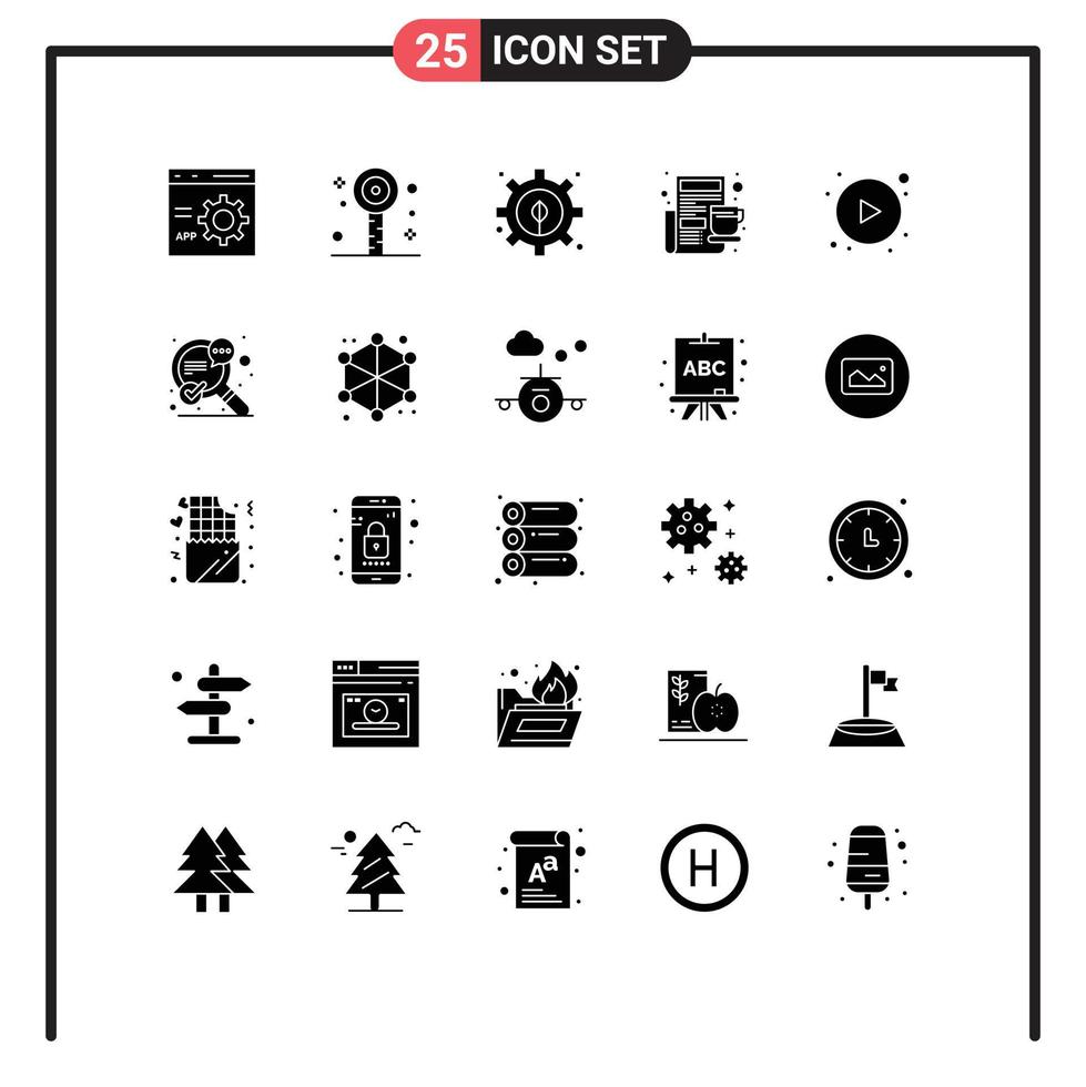 25 sólido glifo conceito para sites Móvel e apps jogar jornal verão manhã café da manhã editável vetor Projeto elementos