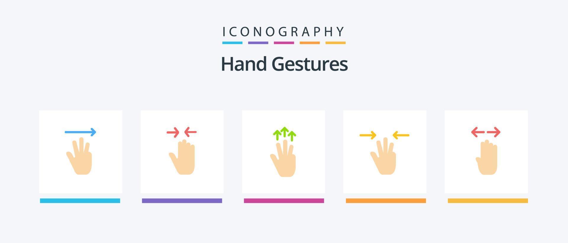 mão gestos plano 5 ícone pacote Incluindo três dedos. mão. ampliação em. gestos. três dedo. criativo ícones Projeto vetor