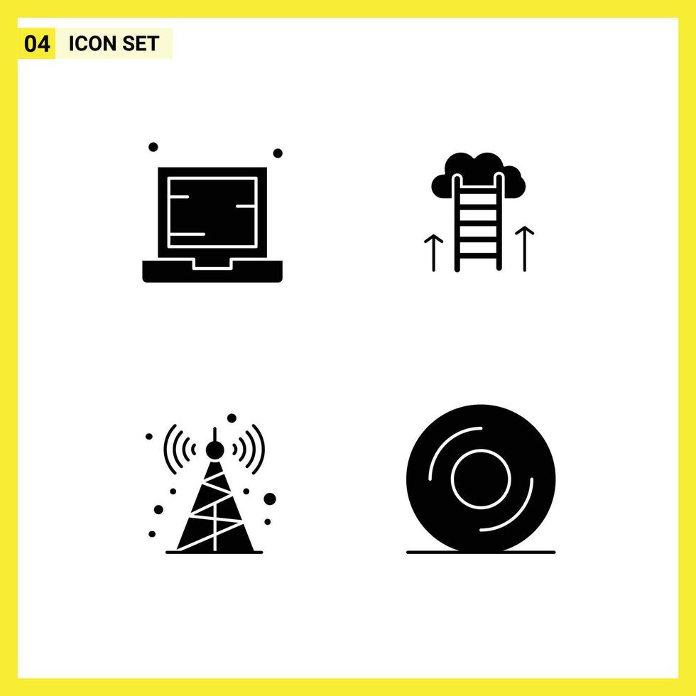 criativo ícones moderno sinais e símbolos do computador foco computador portátil carreira rádio editável vetor Projeto elementos