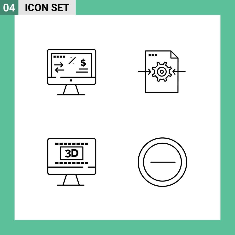 pictograma conjunto do 4 simples linha preenchida plano cores do imposto regulamento animação computador configuração conectados editável vetor Projeto elementos