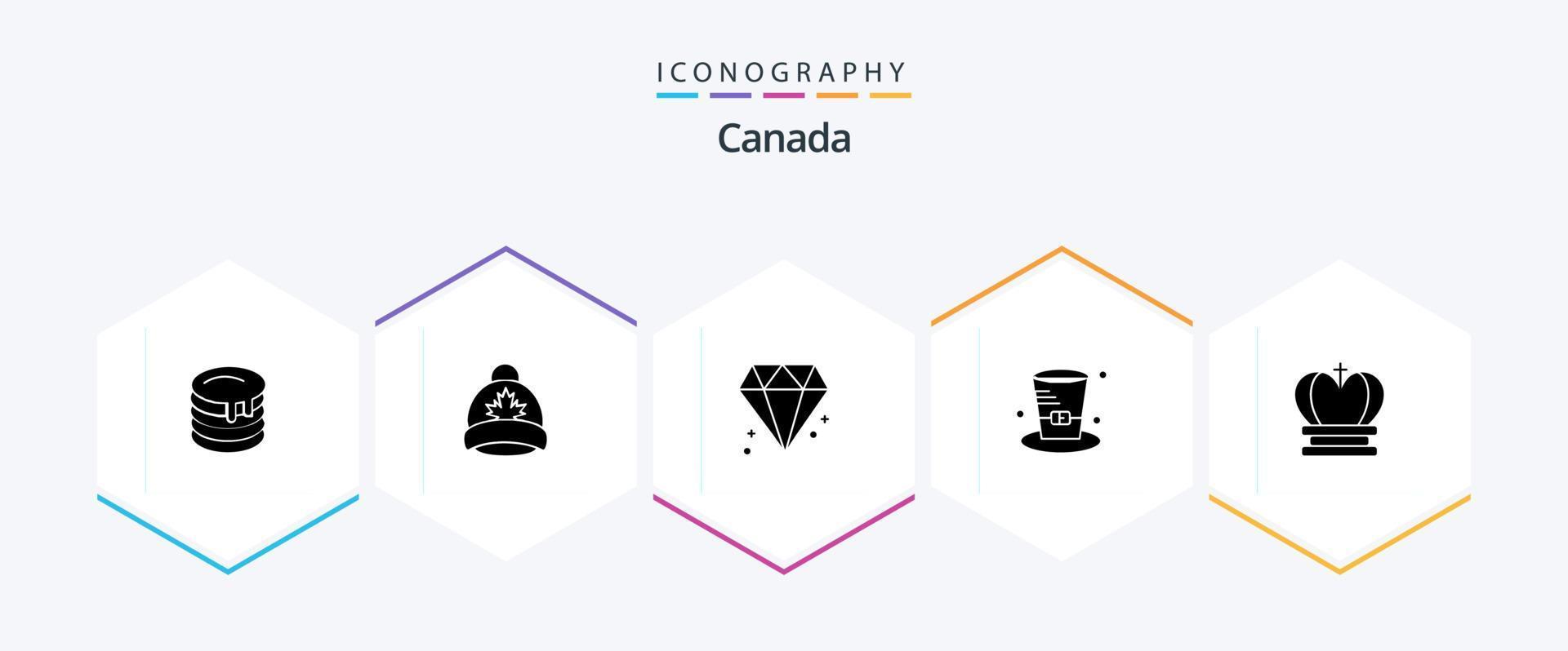 Canadá 25 glifo ícone pacote Incluindo real. coroa. diamante. Canadá. detetive vetor