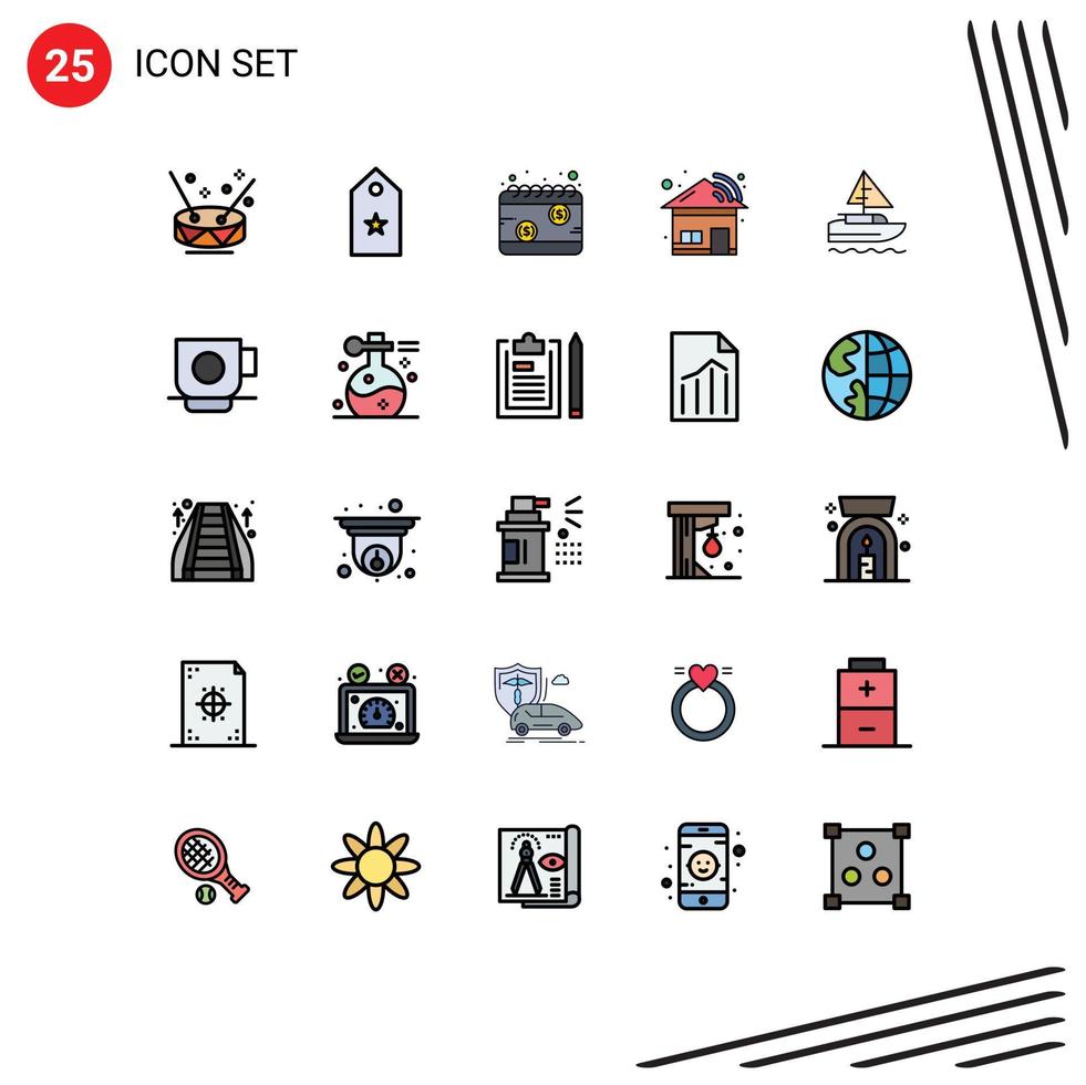 conjunto do 25 moderno ui ícones símbolos sinais para barco casa tag casa cronograma editável vetor Projeto elementos