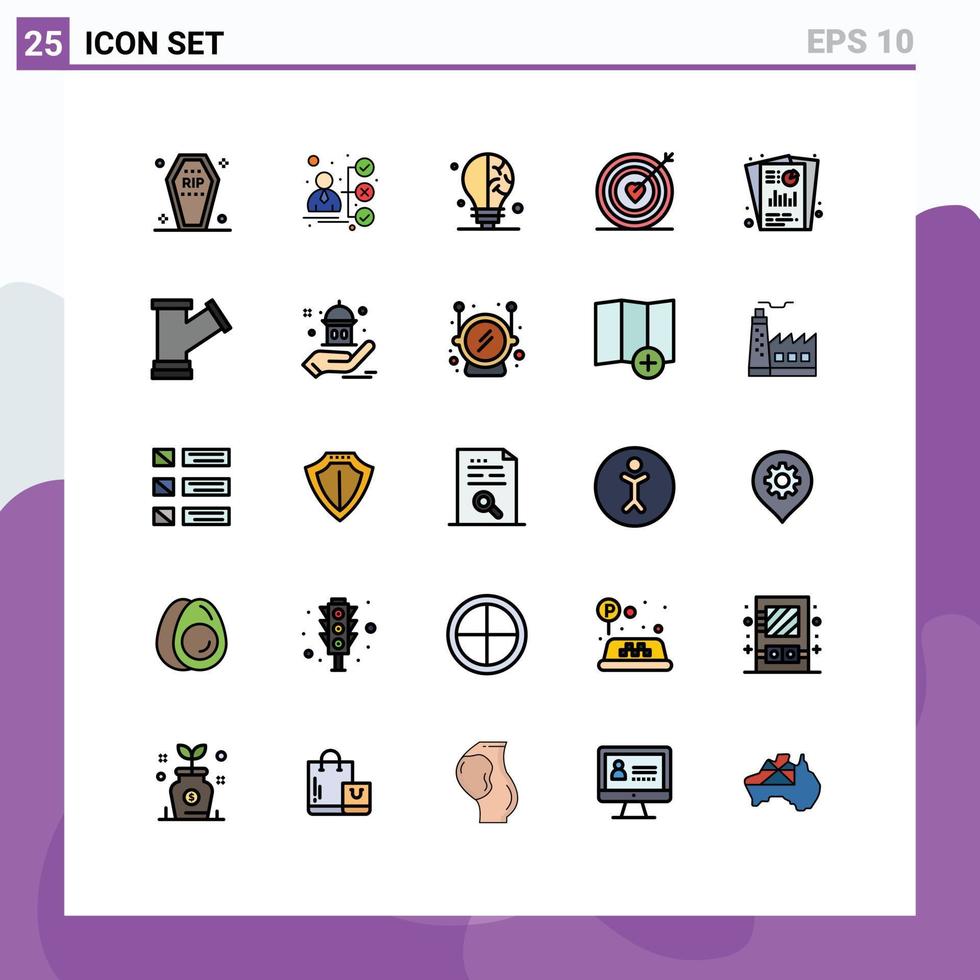 conjunto do 25 moderno ui ícones símbolos sinais para relatório Casamento candidato alvo coração editável vetor Projeto elementos