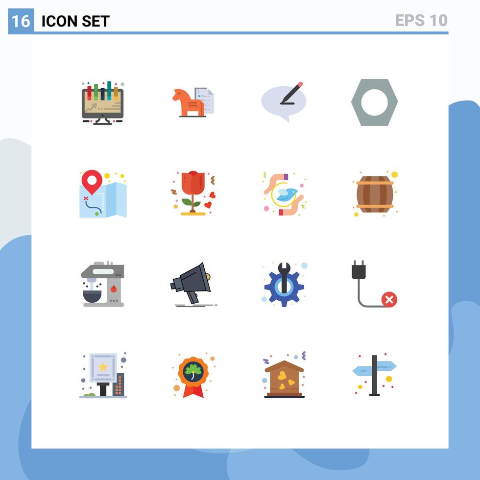 plano cor pacote do 16 universal símbolos do GPS parafuso tática seta caneta editável pacote do criativo vetor Projeto elementos