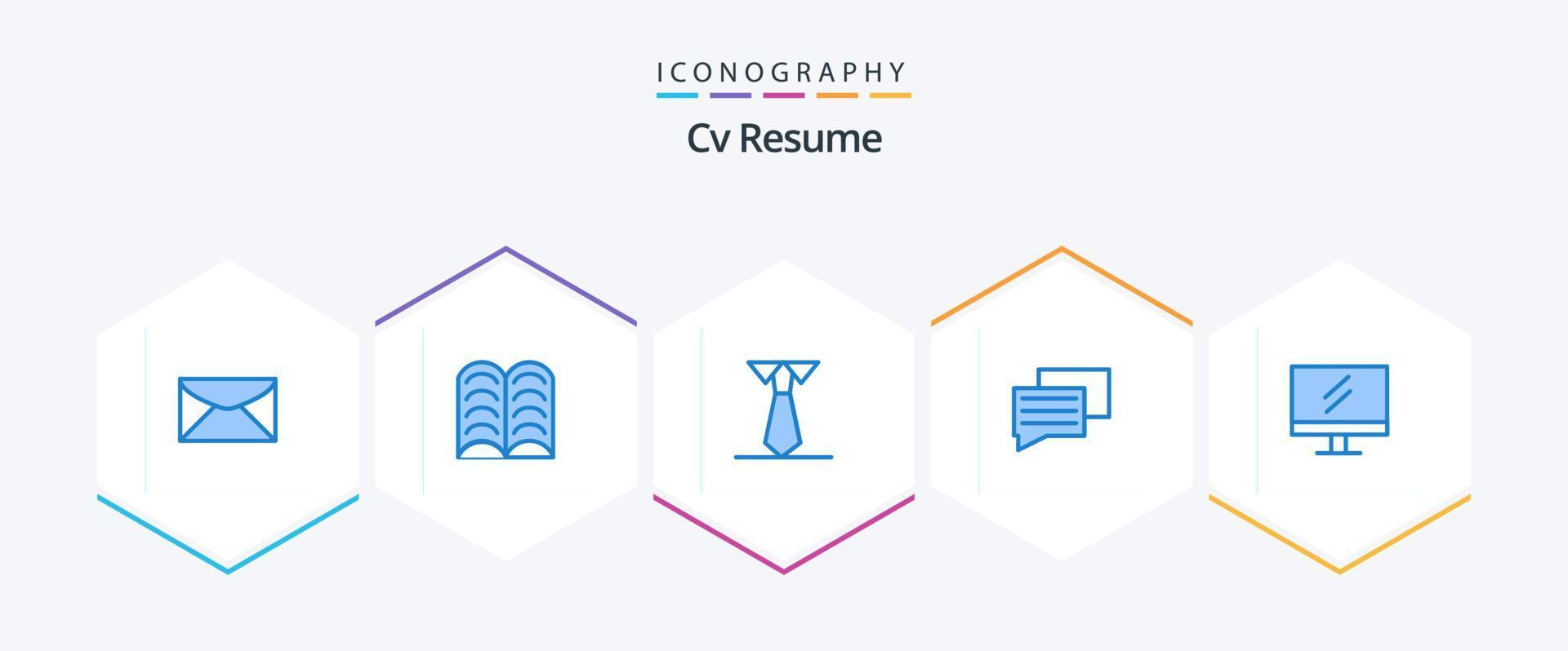 cv currículo 25 azul ícone pacote Incluindo . escola. estudar. Educação. mensagem vetor