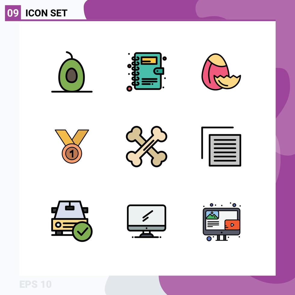 do utilizador interface pacote do 9 básico linha preenchida plano cores do ossos ganhar Páscoa fita líder editável vetor Projeto elementos