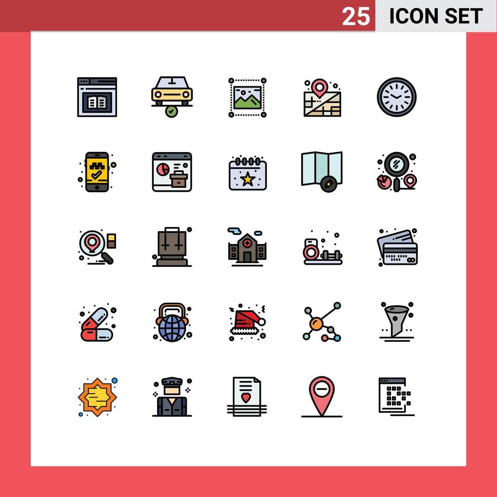 25 do utilizador interface preenchidas linha plano cor pacote do moderno sinais e símbolos do o negócio imagem completo gráficos concepção editável vetor Projeto elementos