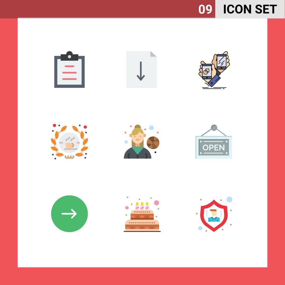 Móvel interface plano cor conjunto do 9 pictogramas do ao ar livre jogos basquetebol jogador pacote placa café editável vetor Projeto elementos