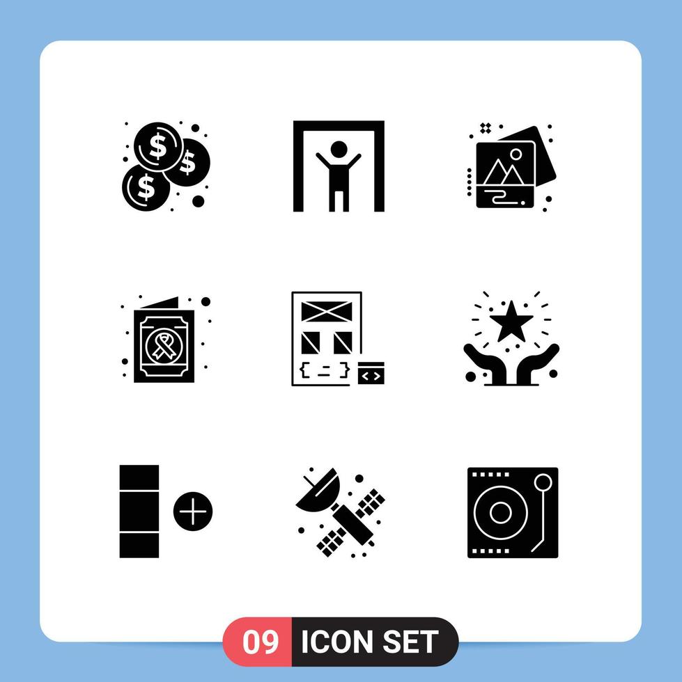 conjunto do 9 moderno ui ícones símbolos sinais para página desenvolve cenário codificação médico relatório editável vetor Projeto elementos