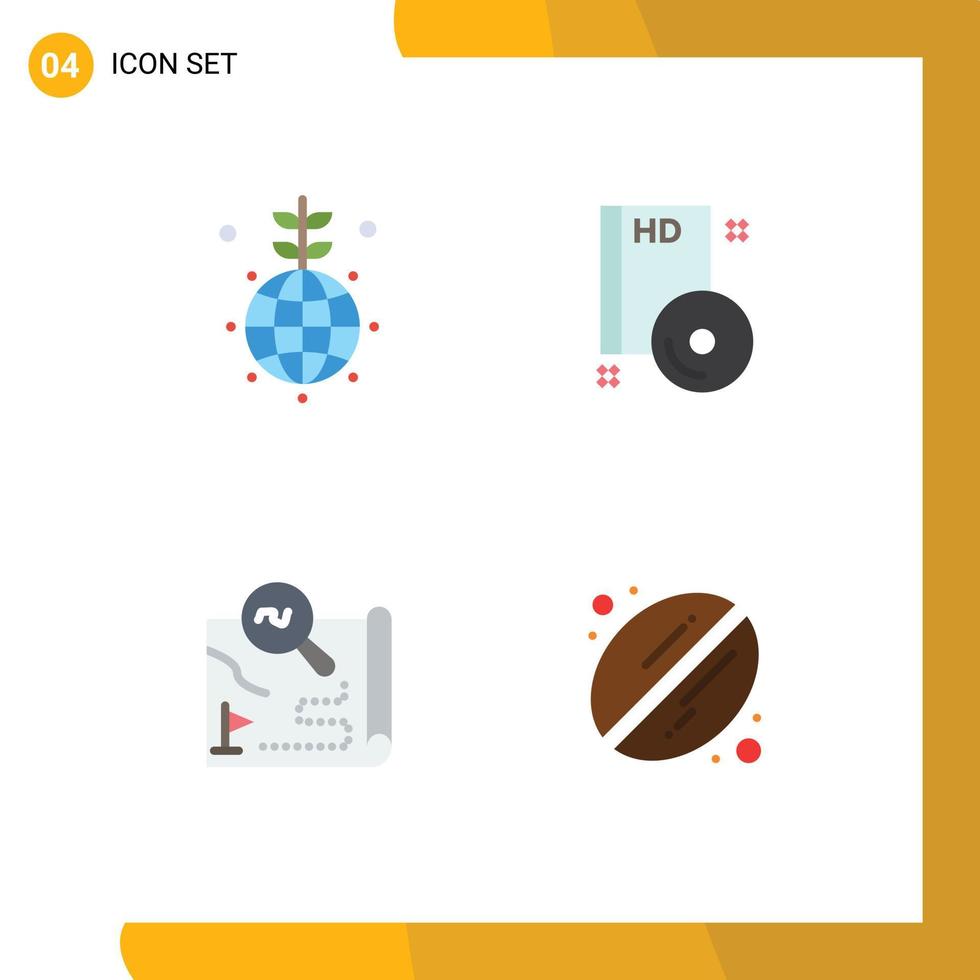 grupo do 4 moderno plano ícones conjunto para terra destino verde compactar viagem editável vetor Projeto elementos