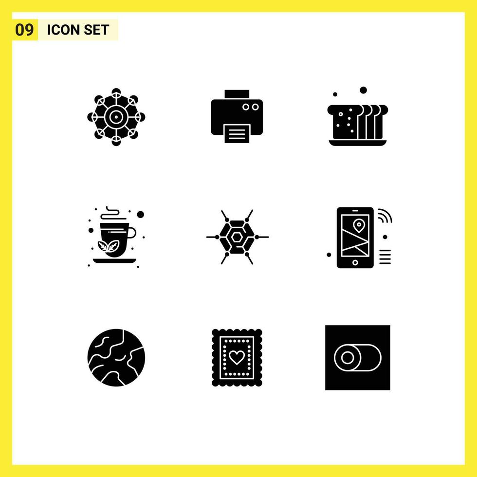 conjunto do 9 moderno ui ícones símbolos sinais para rede infusão padaria ervas chá refeição editável vetor Projeto elementos