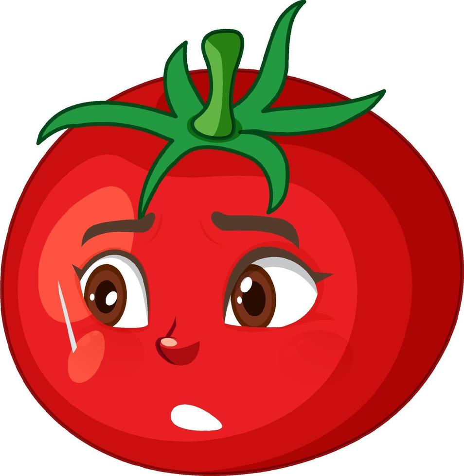 personagem de desenho animado de tomate com expressão de decepção no rosto em fundo branco vetor