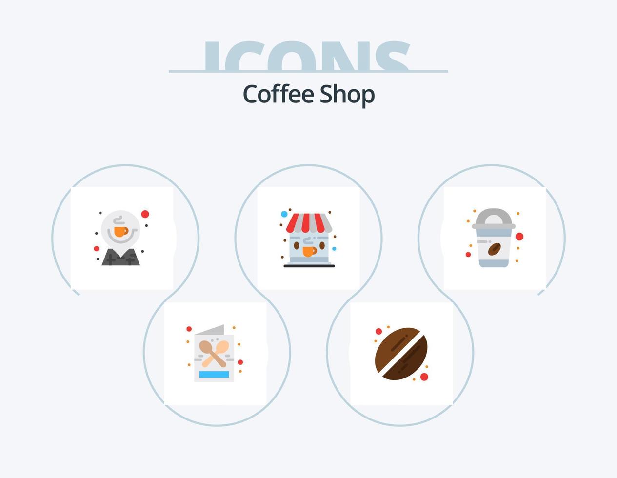 café fazer compras plano ícone pacote 5 ícone Projeto. copo. fazer compras. café. café. mapa vetor