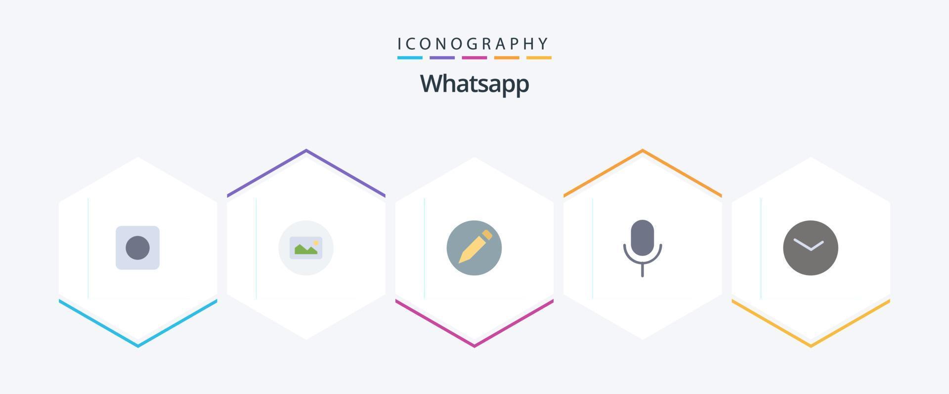 Whatsapp 25 plano ícone pacote Incluindo relógio. assistir. lápis. básico. básico vetor