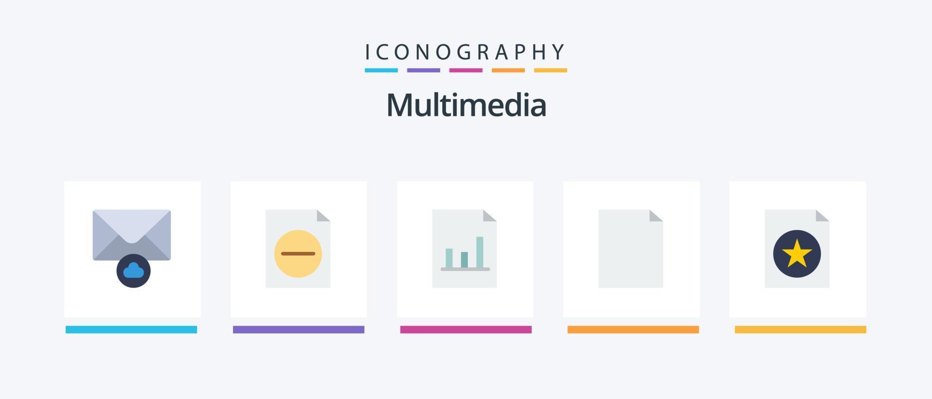 multimídia plano 5 ícone pacote Incluindo . gráfico. arquivo. documento. criativo ícones Projeto vetor