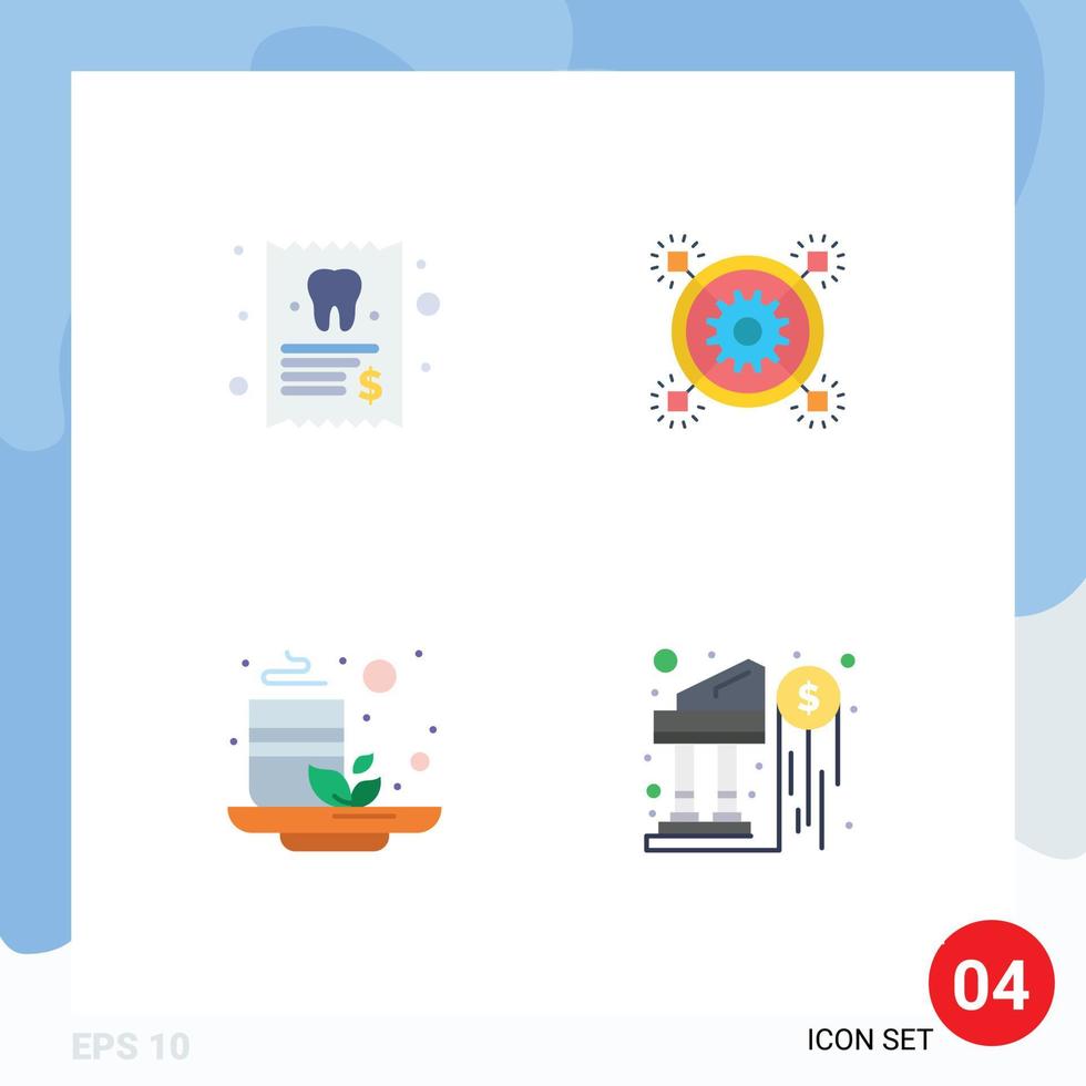 4 do utilizador interface plano ícone pacote do moderno sinais e símbolos do dentista copo dente idéia chá editável vetor Projeto elementos