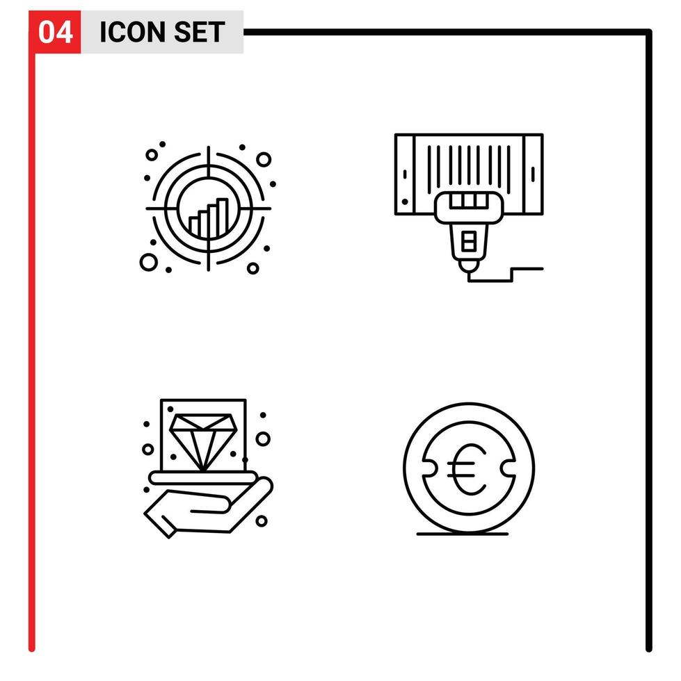 4 criativo ícones moderno sinais e símbolos do gráfico compras alvo máquina diamante editável vetor Projeto elementos